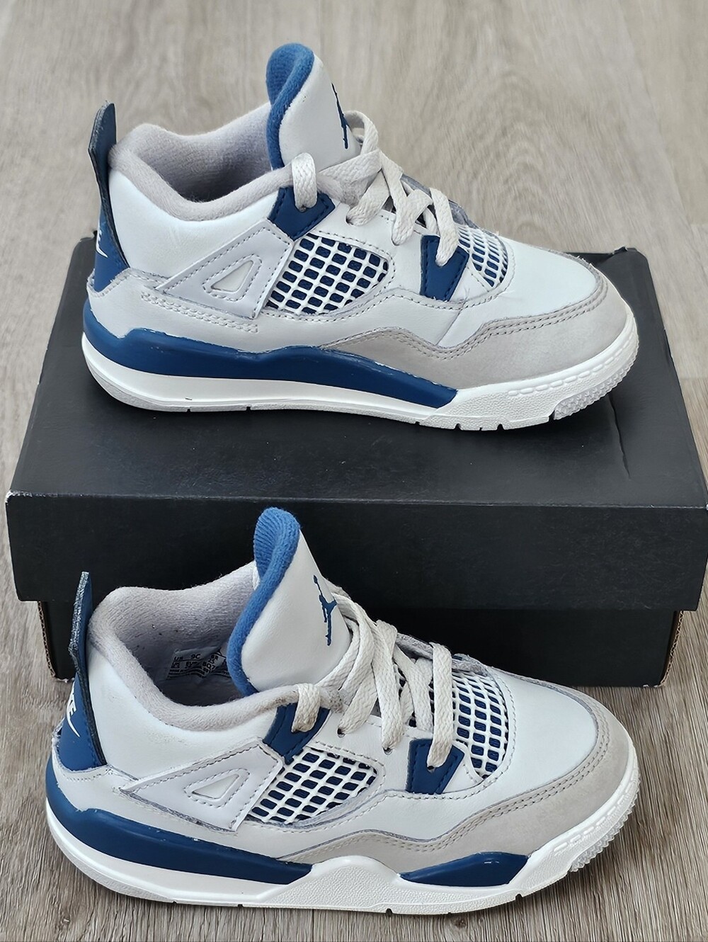 Jordan 4 Retro TD Military Blue White Kids Toddler Shoes Size 9C